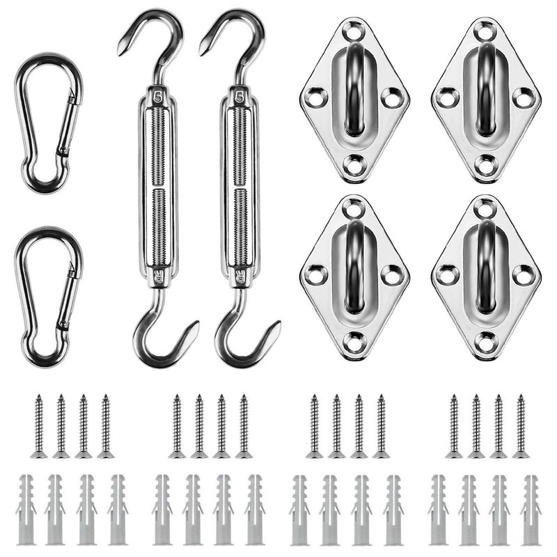 Shade&Beyond 304 Marine Grade Shade Sail Hardware Kit 5 inch for Rectangle and Square Sun Shade Sails Installation, 24 Pcs - Image 1